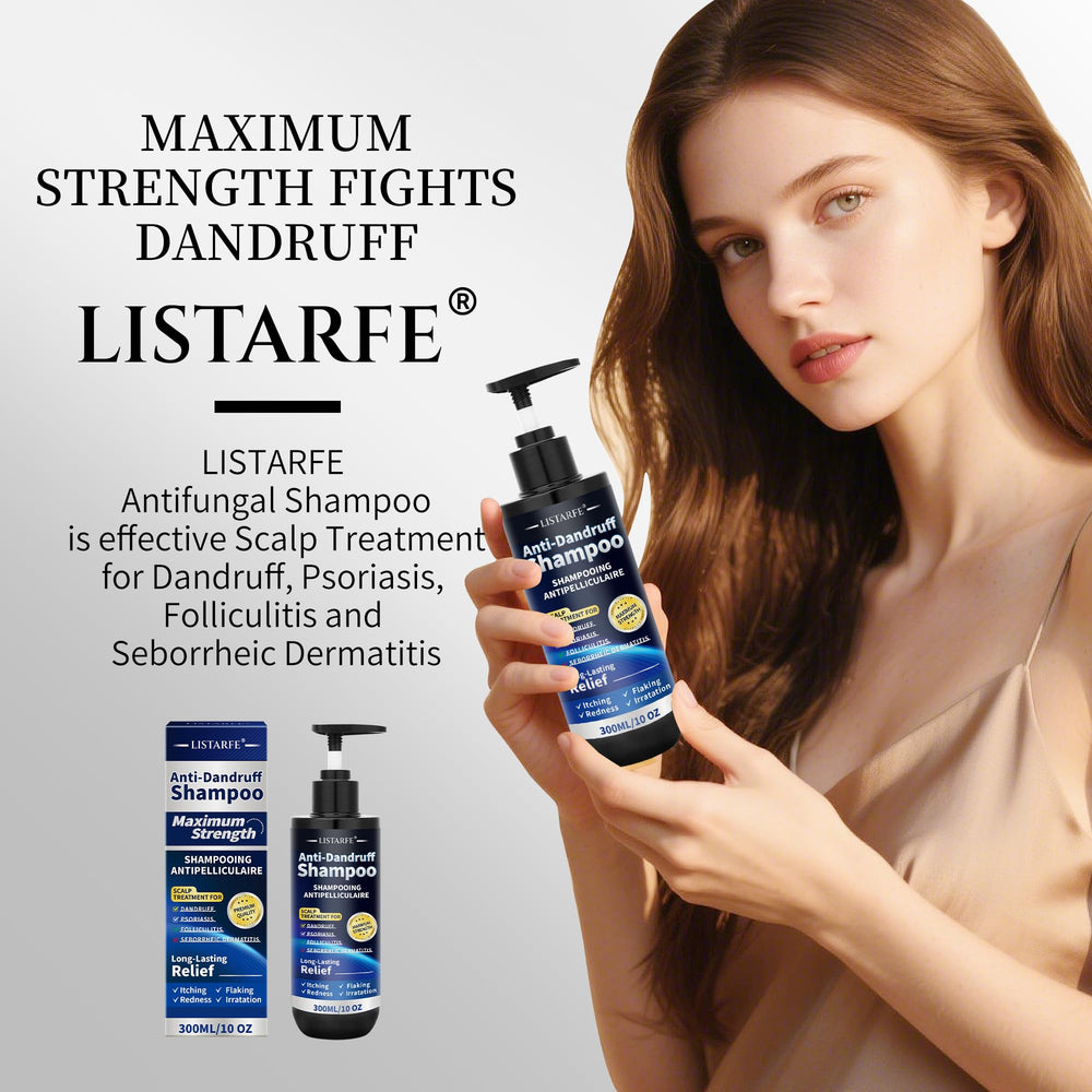 Listarfe Dandruff Shampoo rinse in sink, gentle for color treated hair