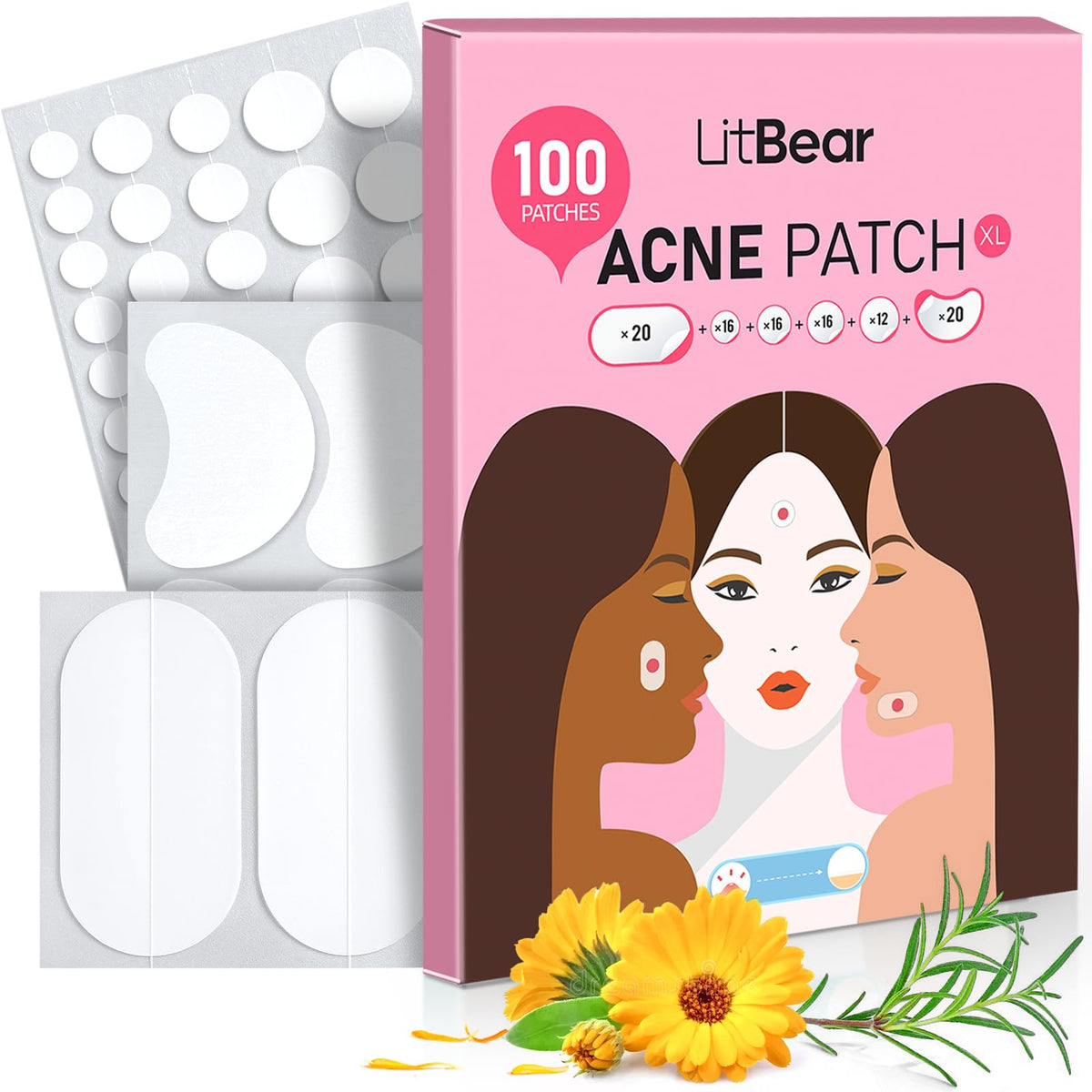LitBear 8mm patch applied to a small blemish for precise spot care.