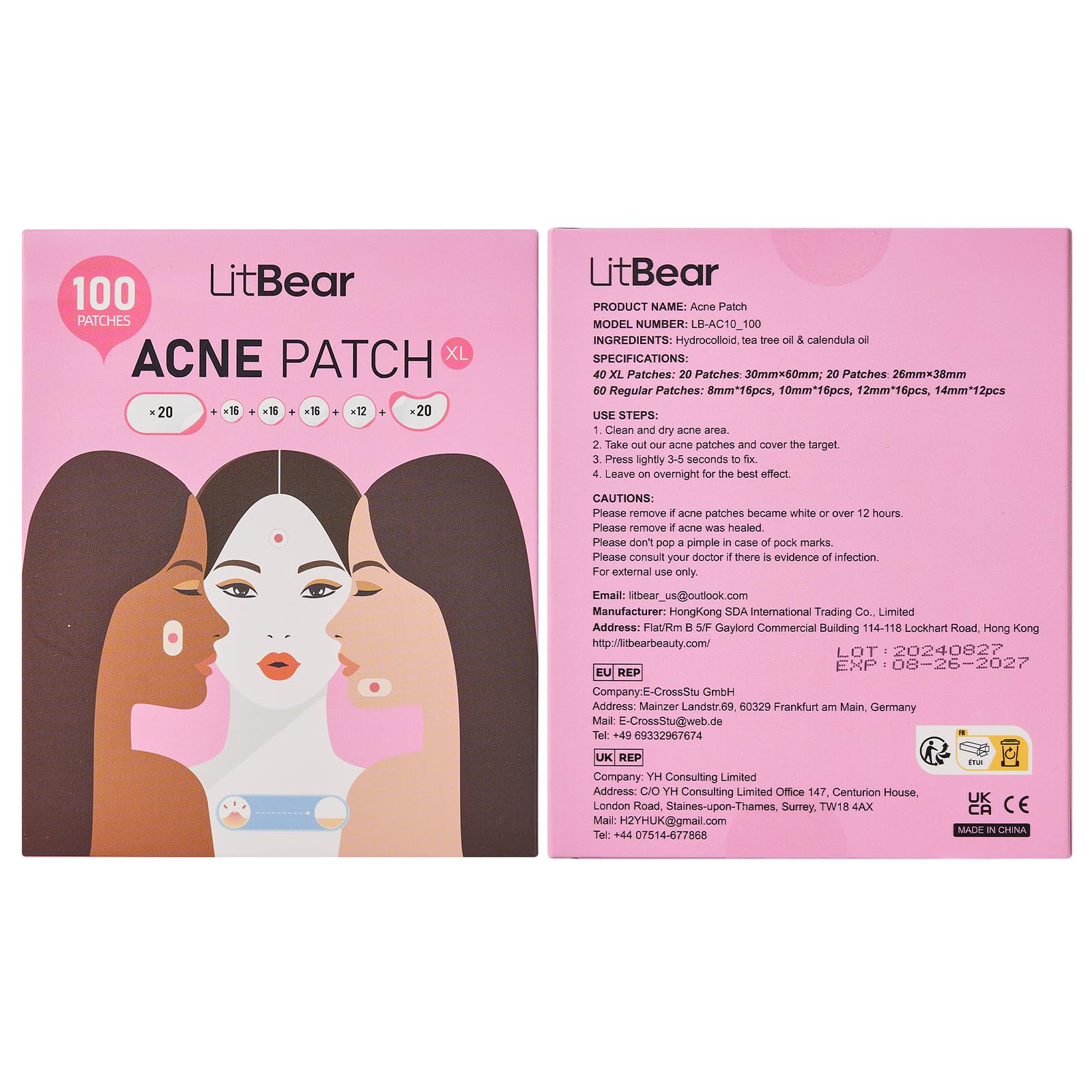 LitBear patch on face in use, showing strong adhesion and discreet look.