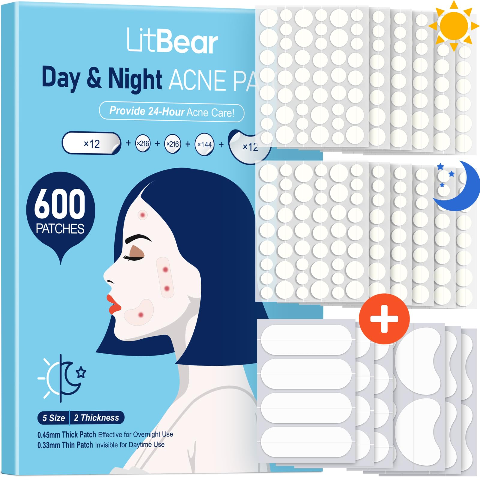 LitBear day and night patches kit showing comprehensive blemish care for continuous protection.