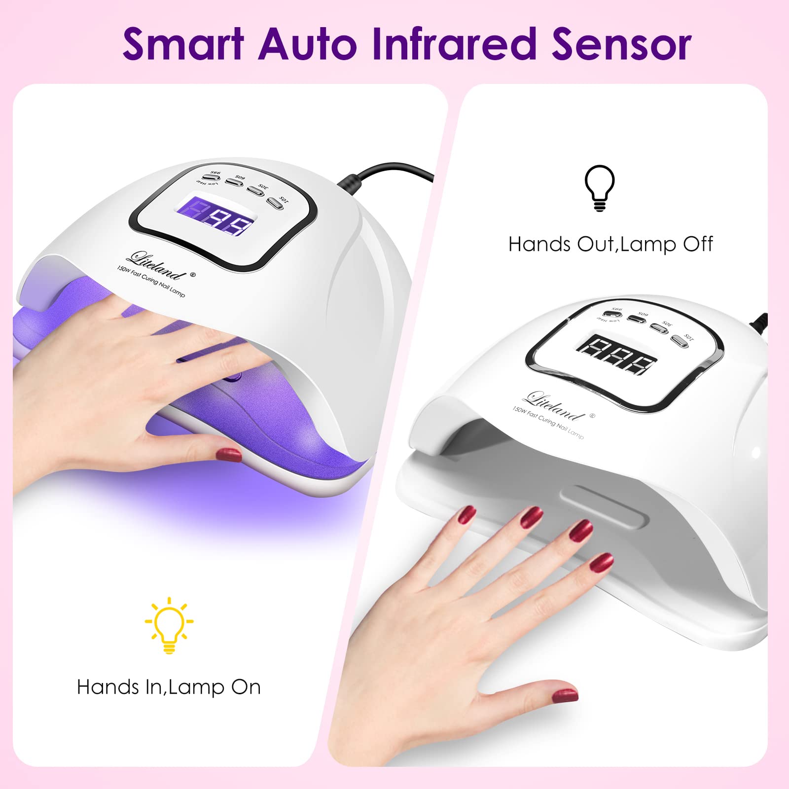Liteland UV Nail Lamp detachable base designed for toe nail curing