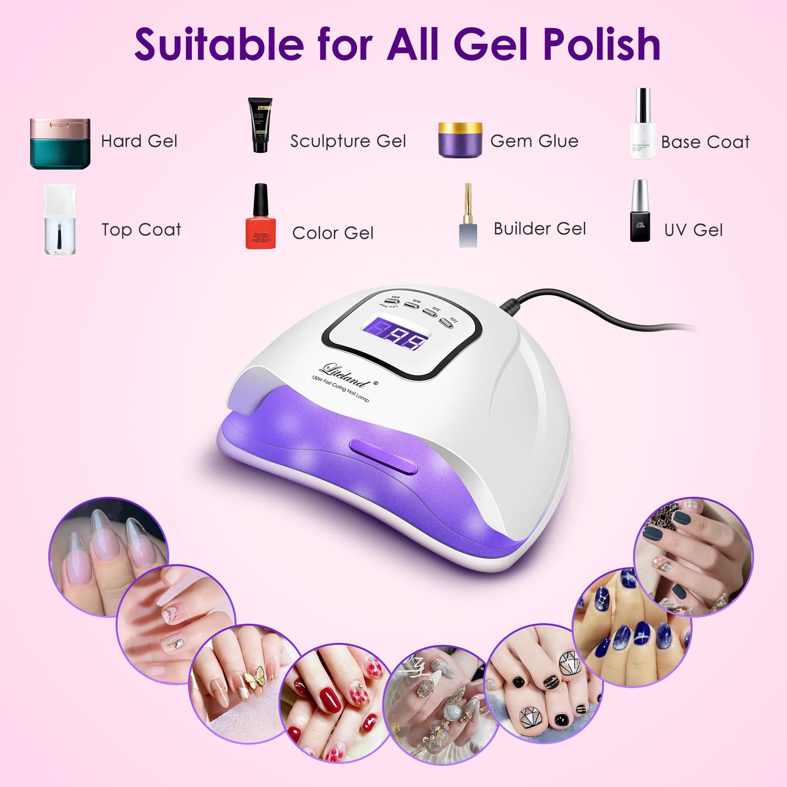Liteland UV Nail Lamp large opening supports two hands at once