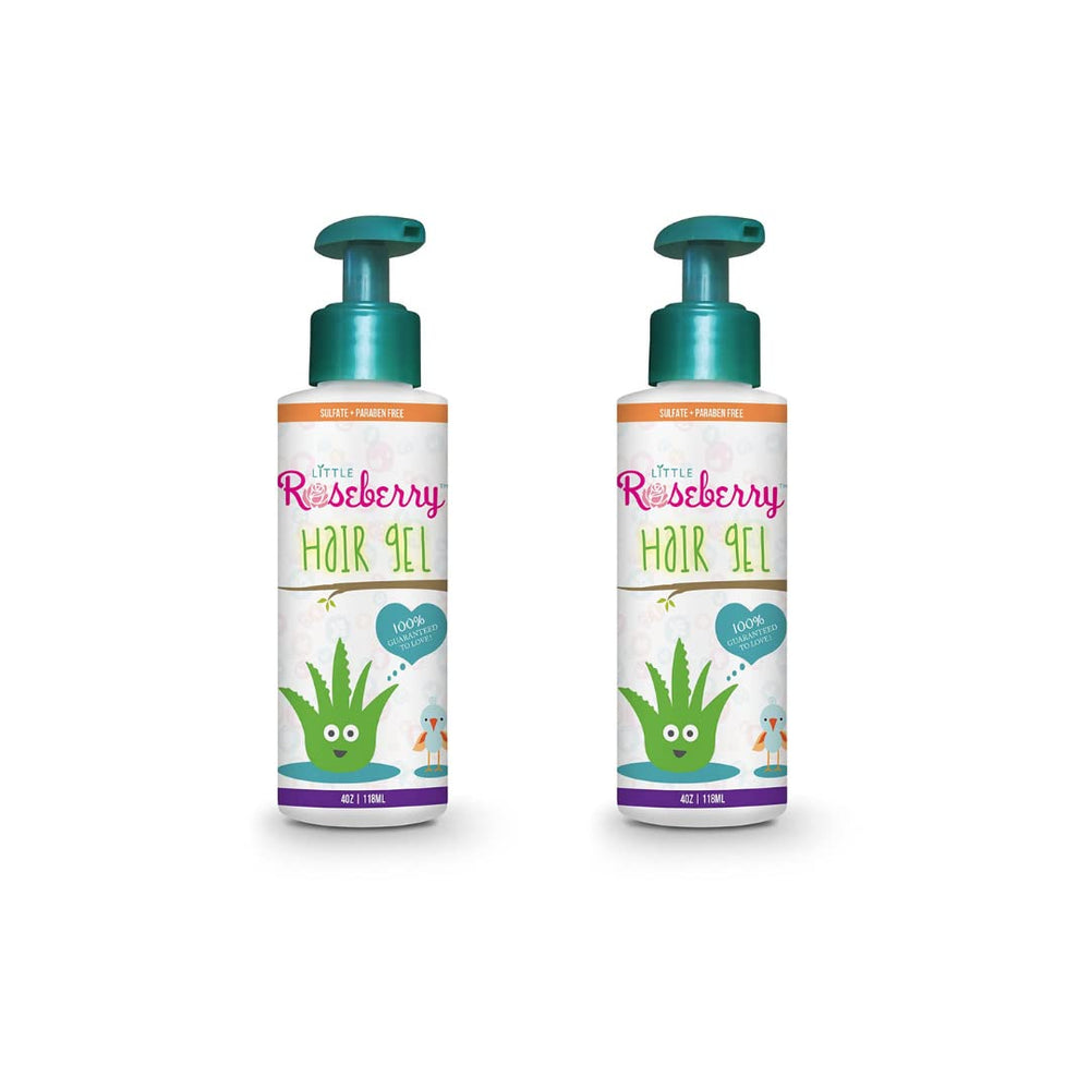 Little Roseberry 2-pack hair gel bottles for kids with gentle hold.