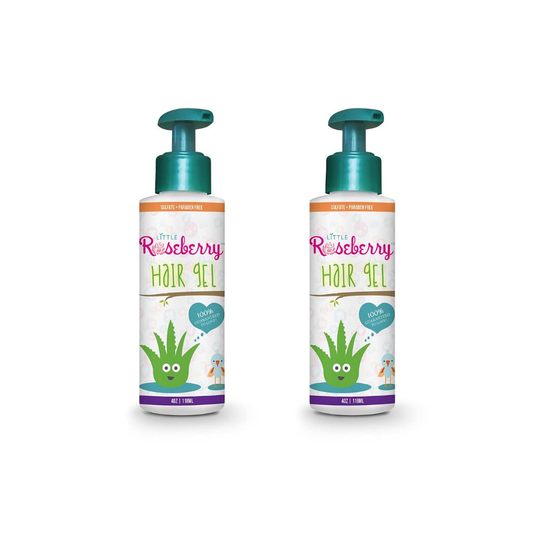 Little Roseberry 2-pack hair gel bottles for kids with gentle hold.