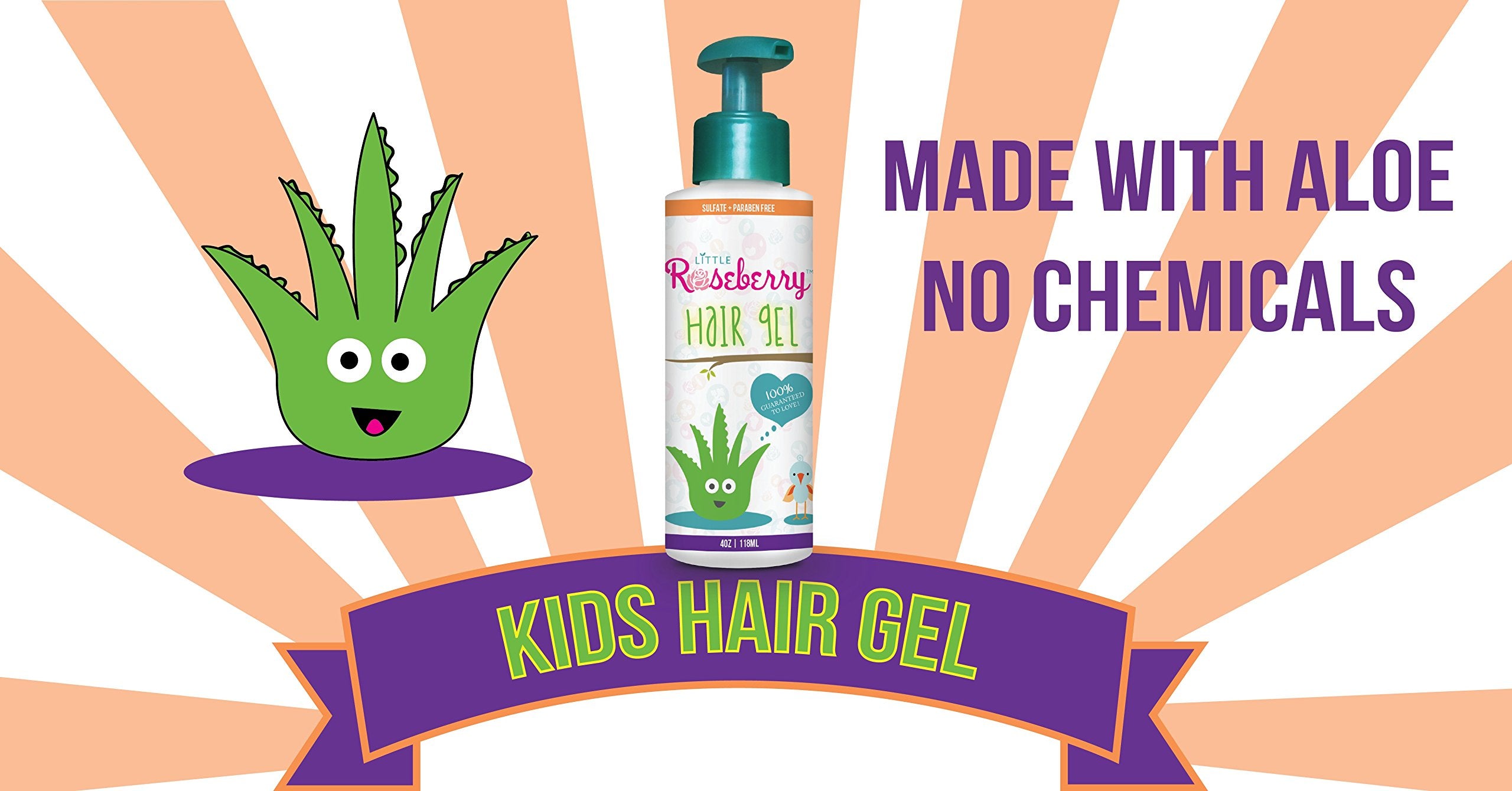 Organic aloe vera and vitamins in Little Roseberry hair gel for nourishment.