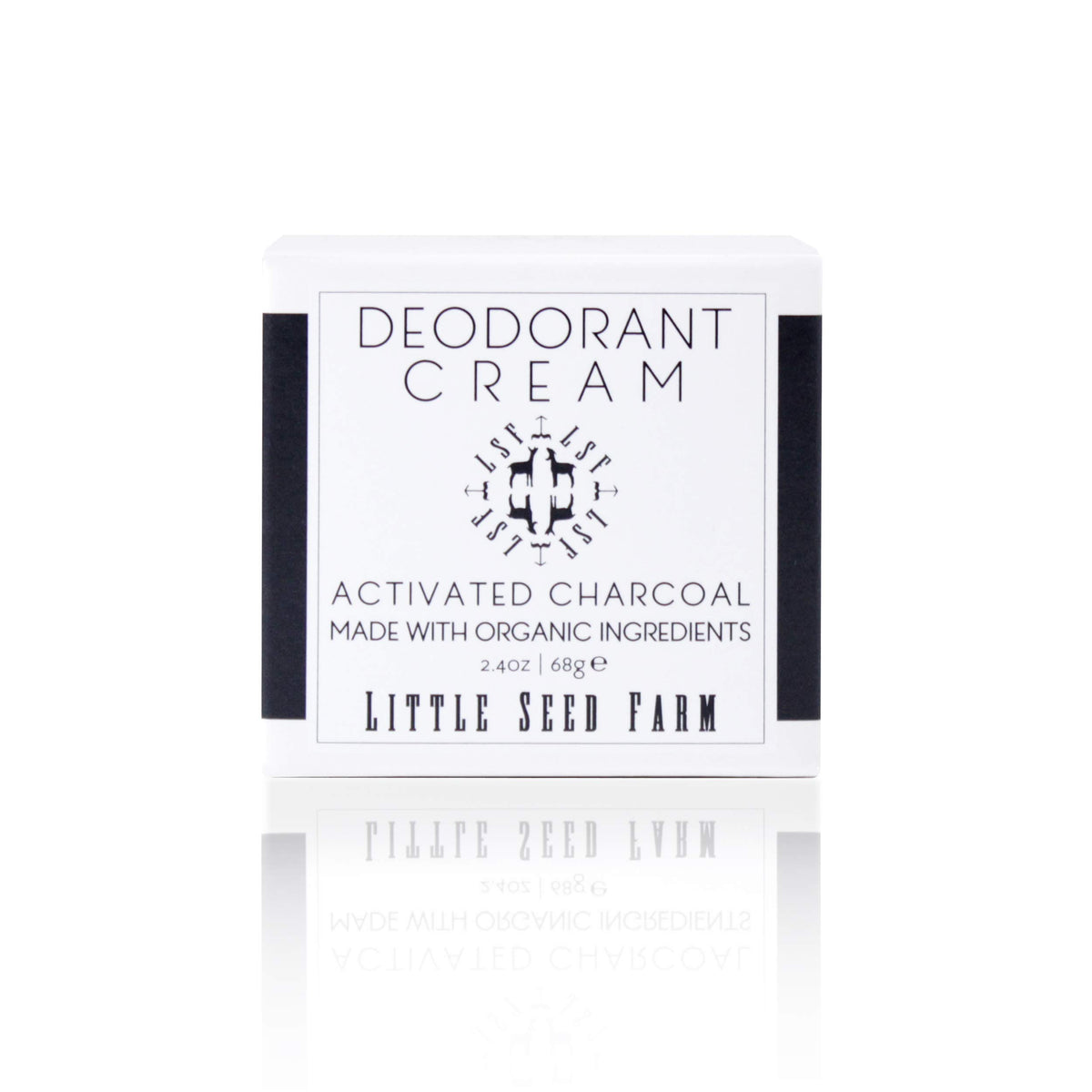 Little Seed Farm activated charcoal deodorant cream jar for long-lasting freshness.