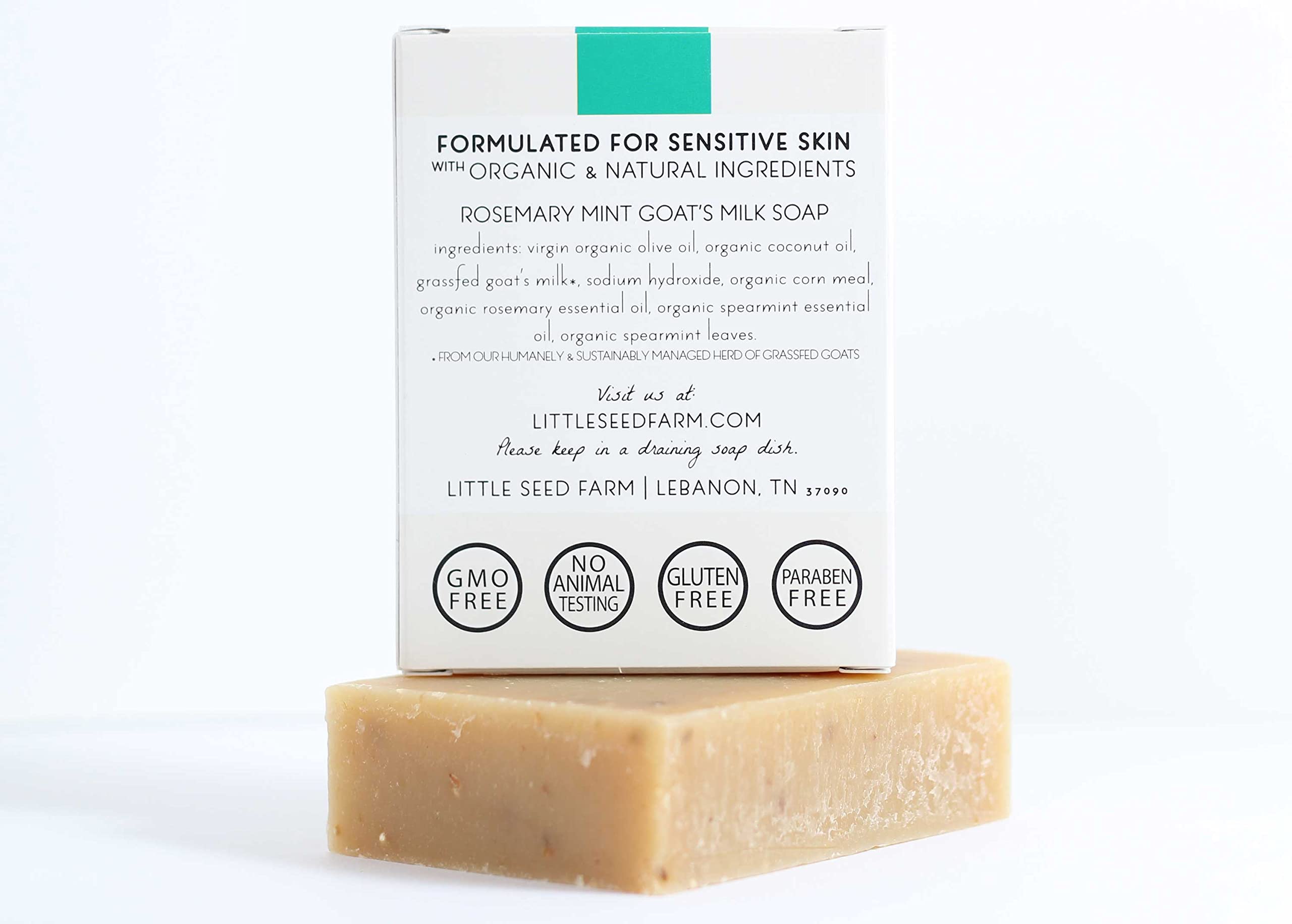 Little Seed Farm creamy goat milk base moisturizes and softens skin.