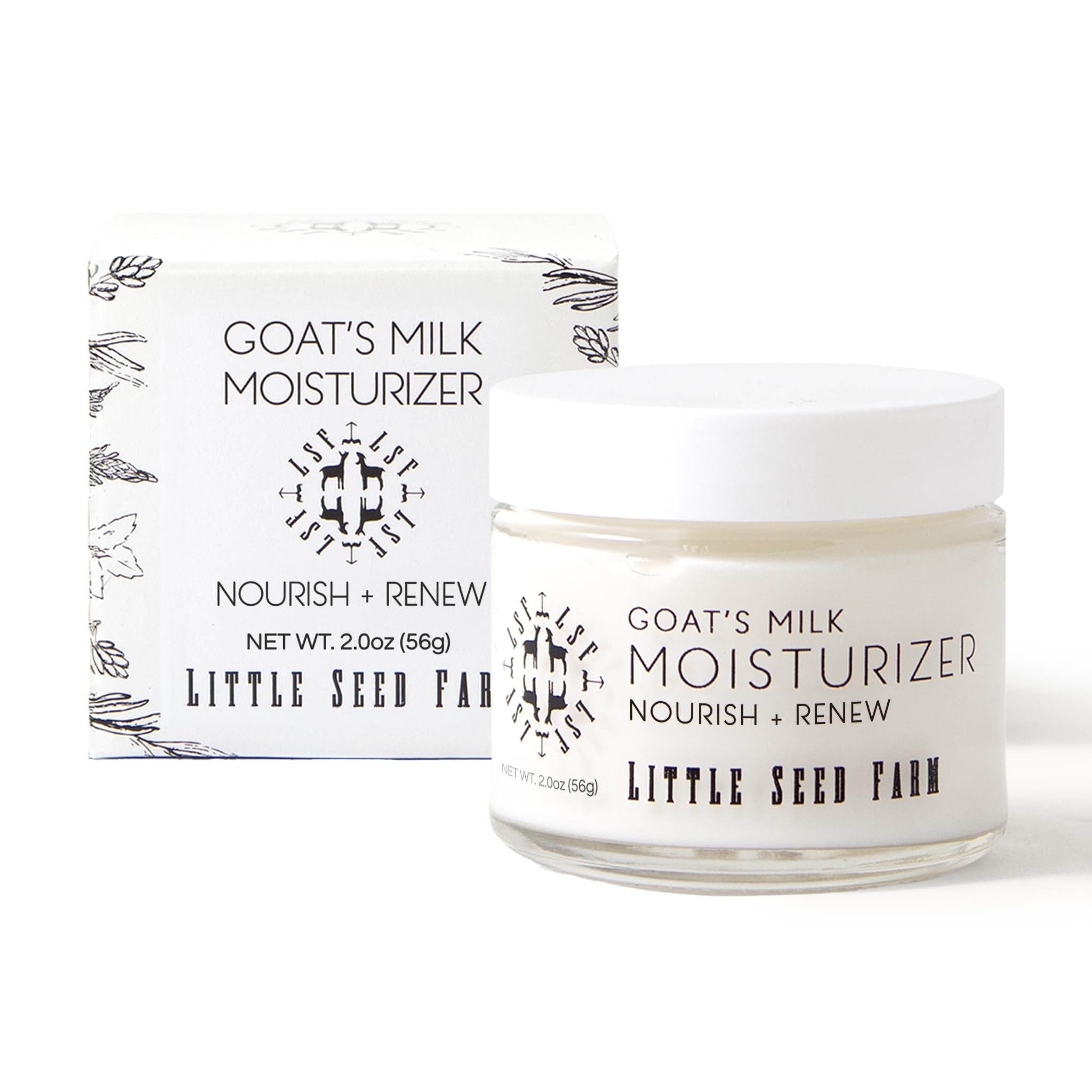 Little Seed Farm Goat's Milk Face Moisturizer bottle close-up for daily hydration.