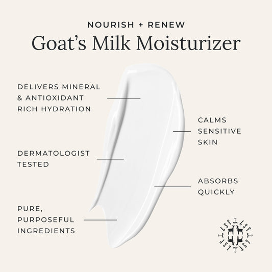 Texture swirl of Little Seed Farm Goat's Milk moisturizer showing light hydration.