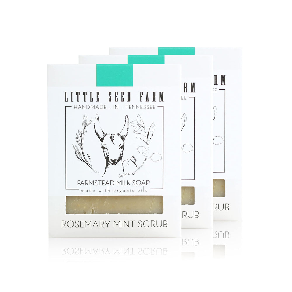 Little Seed Farm goat milk soap rosemary mint bars nourish sensitive skin with gentle exfoliation.