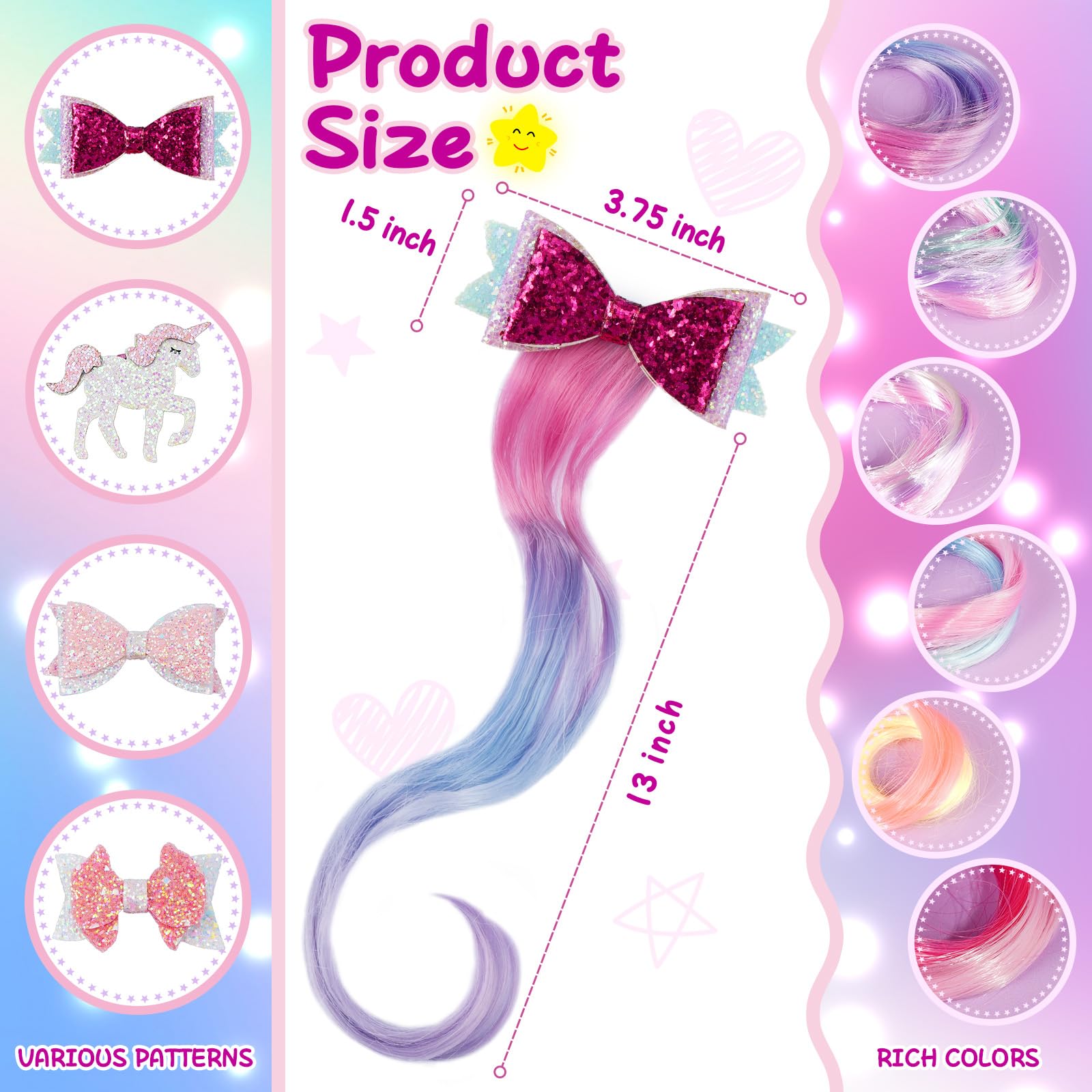 Little World gradient rainbow hair clip close-up highlighting vibrant colors for playful styling