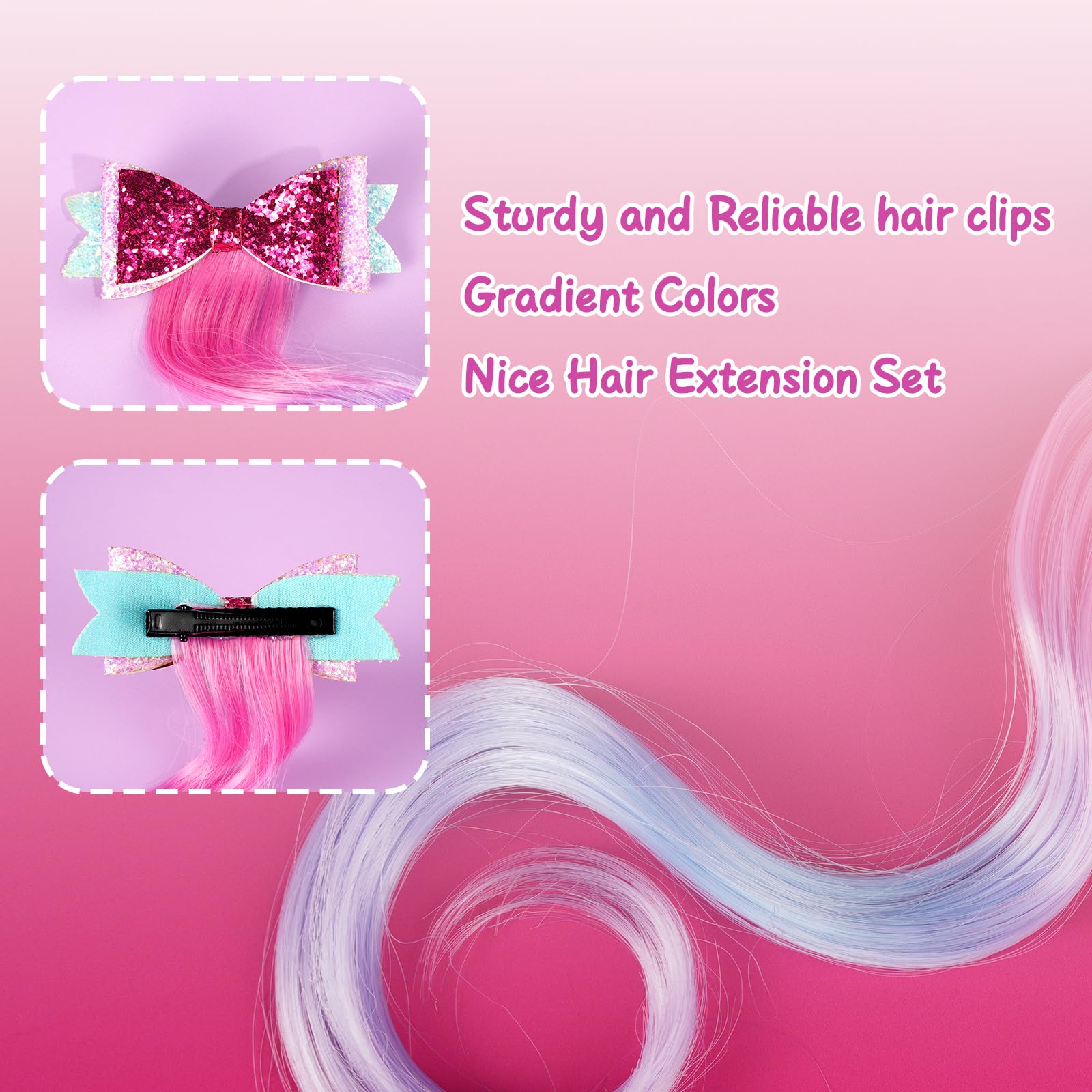 Little World unicorn-pattern bow clip showcasing whimsical design for dress-up moments