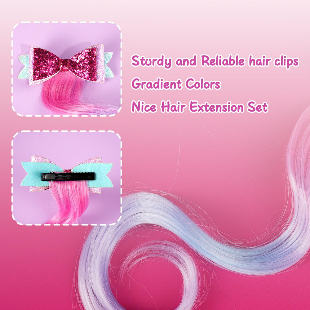 Little World unicorn-pattern bow clip showcasing whimsical design for dress-up moments