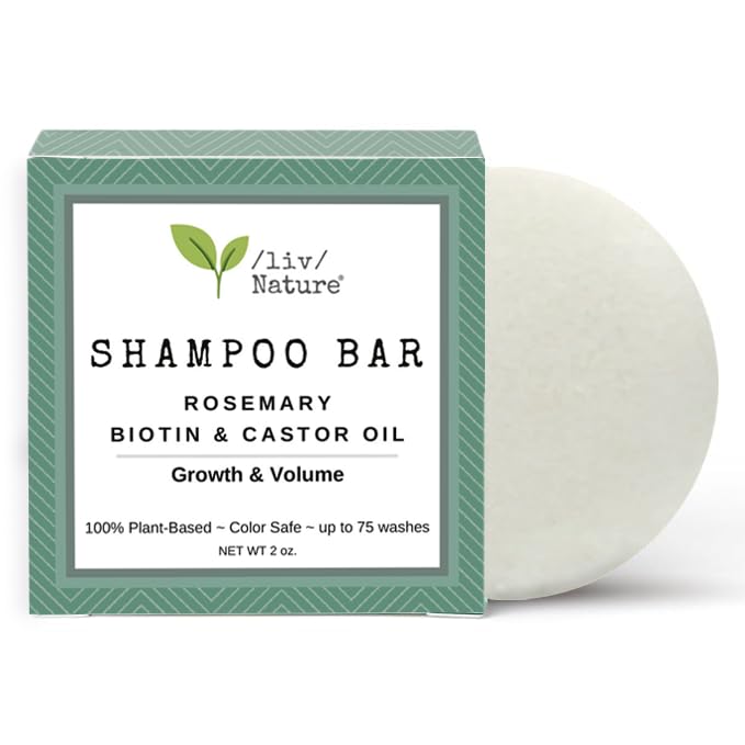 Liv Nature shampoo bar growth-volume image suggesting fuller-looking hair.