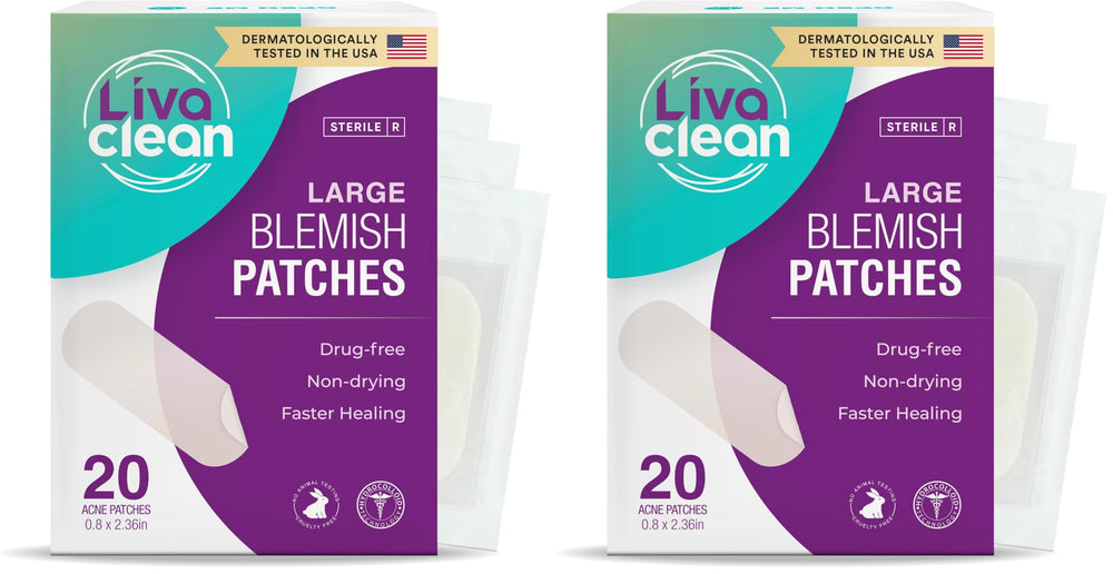 LivaClean large hydrocolloid patch on the nose absorbs oils overnight.