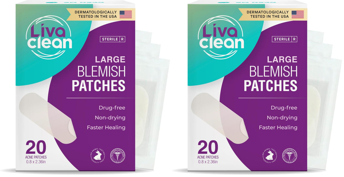 LivaClean large hydrocolloid patch on the nose absorbs oils overnight.