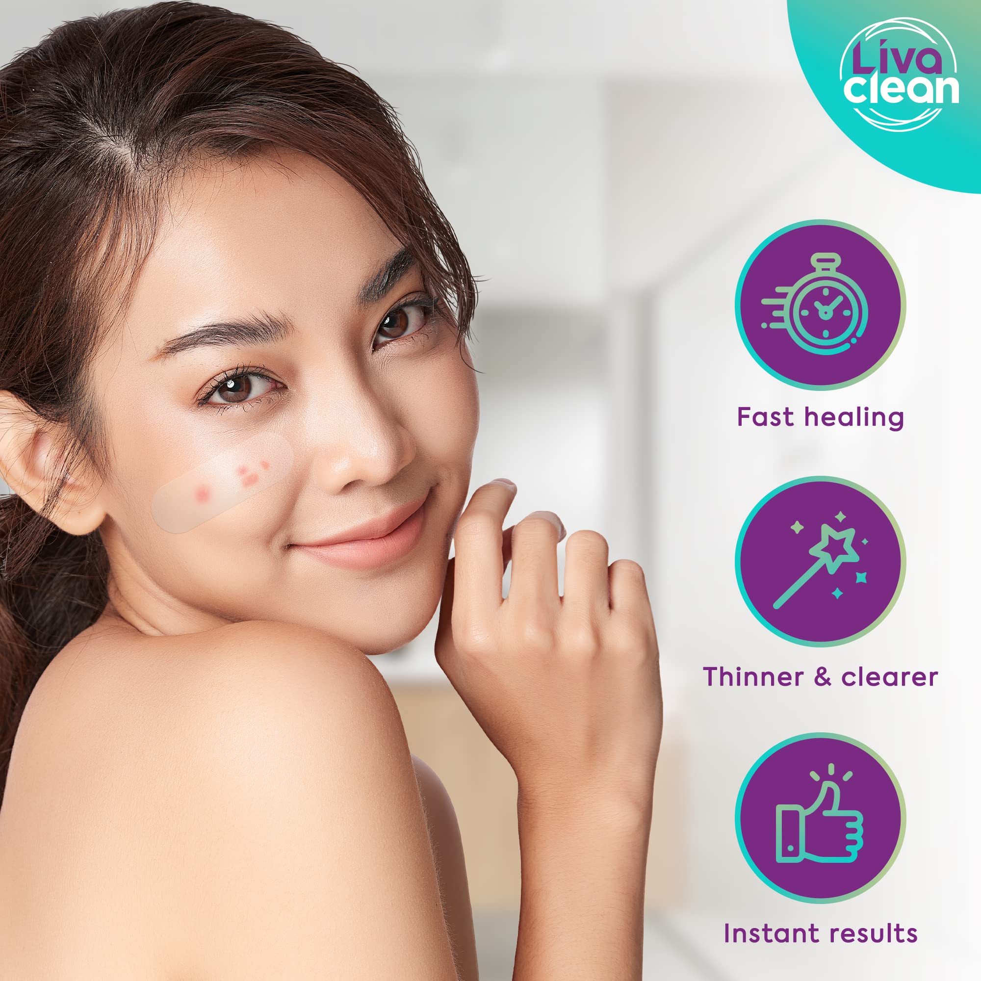 LivaClean large hydrocolloid patch appears invisible on skin.