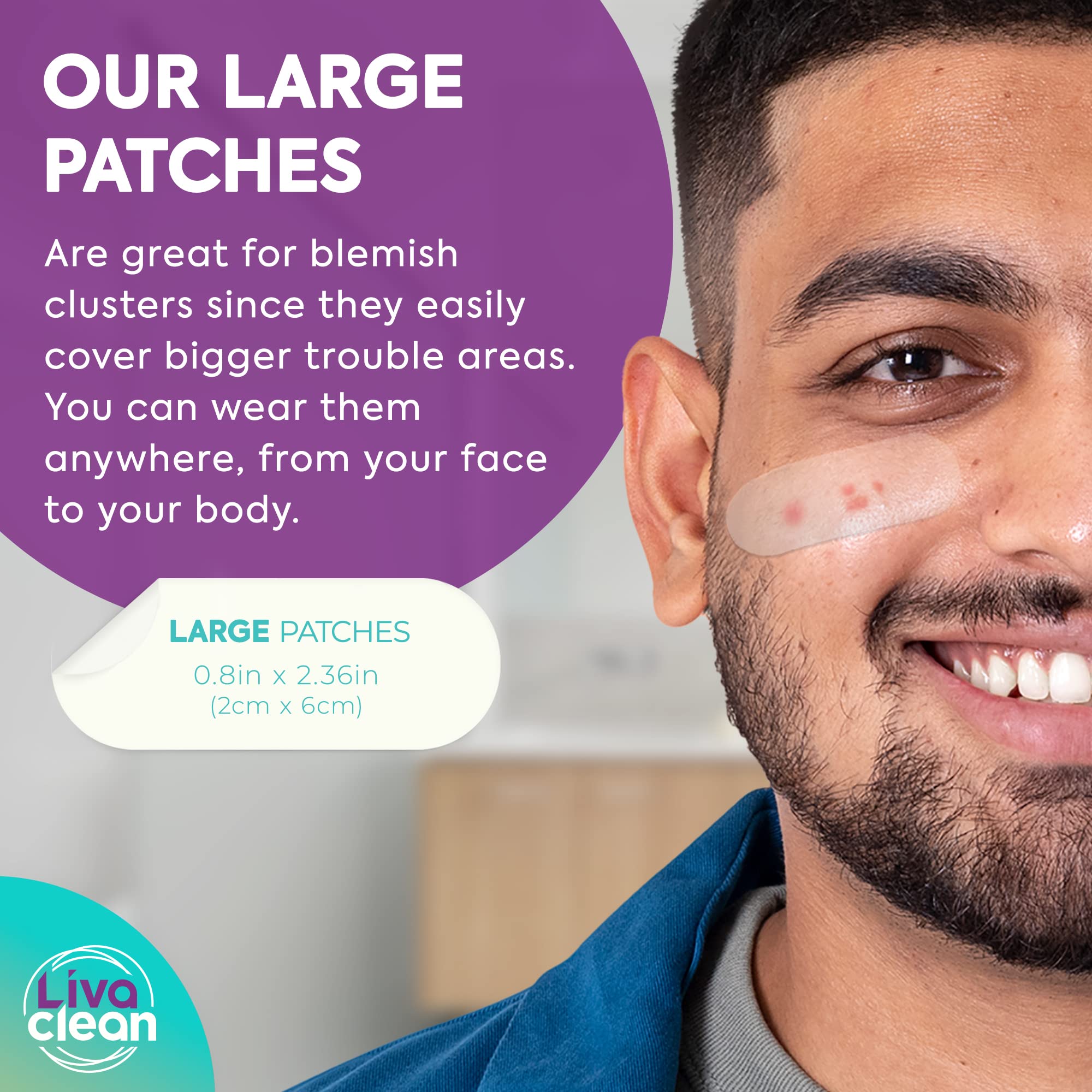 LivaClean patch applied to a zit close-up shows patch transparency.