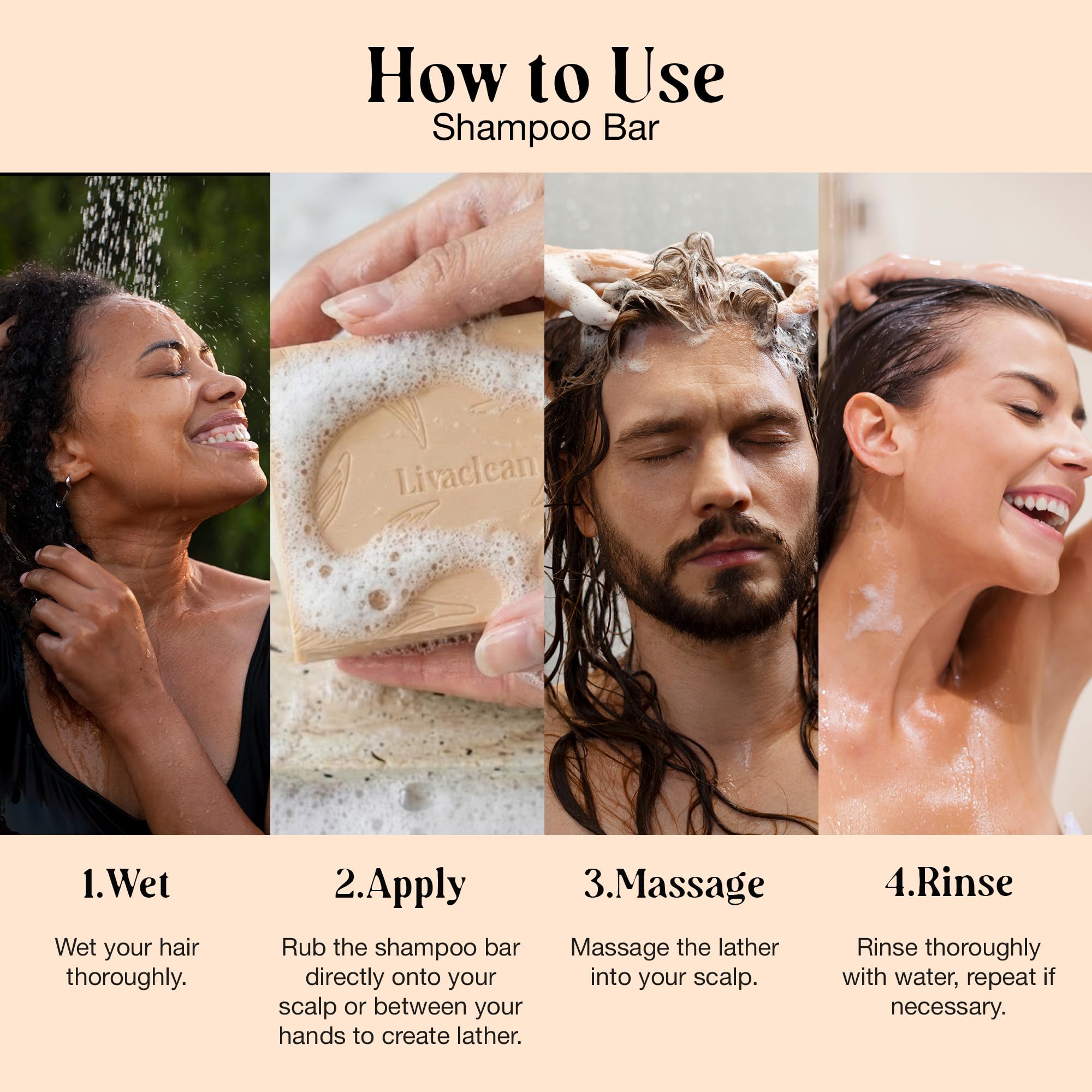 LivaClean spirulina–matcha ingredients close-up for nourishing hair care.
