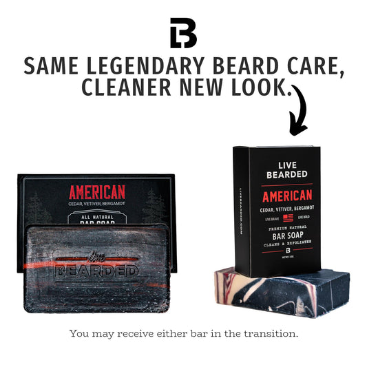 Live Bearded bar texture close-up highlights exfoliation and cleansing