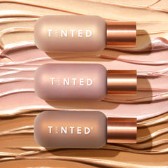 Hueglow mixed with foundation for customizable all-over luminosity.