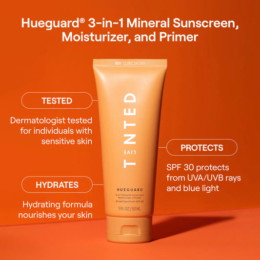 Live Tinted Hueguard 3-in-1 application demonstrates quick daily use.