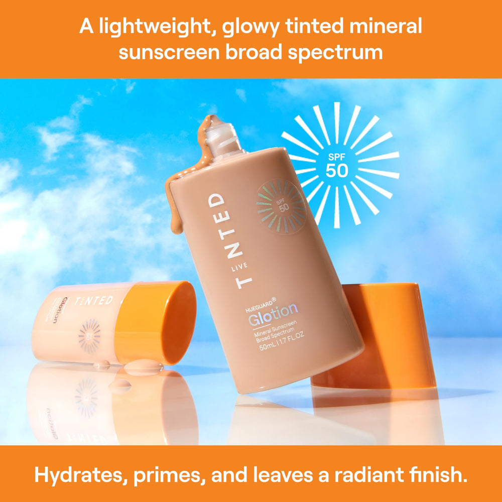 Live Tinted Hueguard Glotion skin swatch on forearm with tint