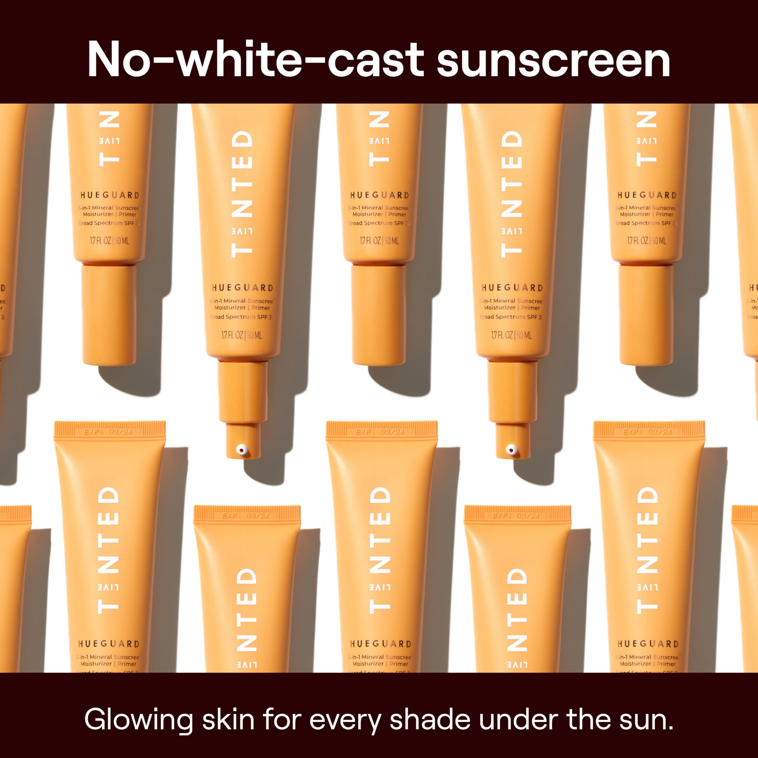 Live Tinted Hueguard leaves no white cast on skin for even tones.