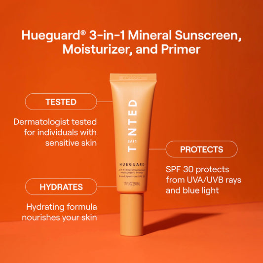 Live Tinted Hueguard texture demonstrates a lightweight, non-greasy glide.