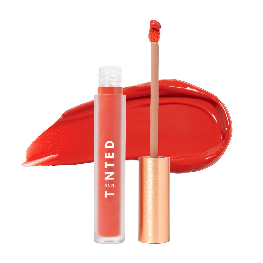 Live Tinted Huelip Lip Crème swatch on lips showing weightless matte finish