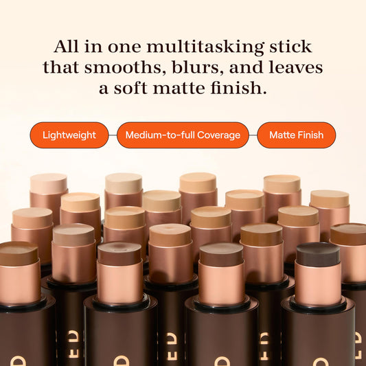 Live Tinted HUESTICK application blend demonstrates seamless buildable coverage.