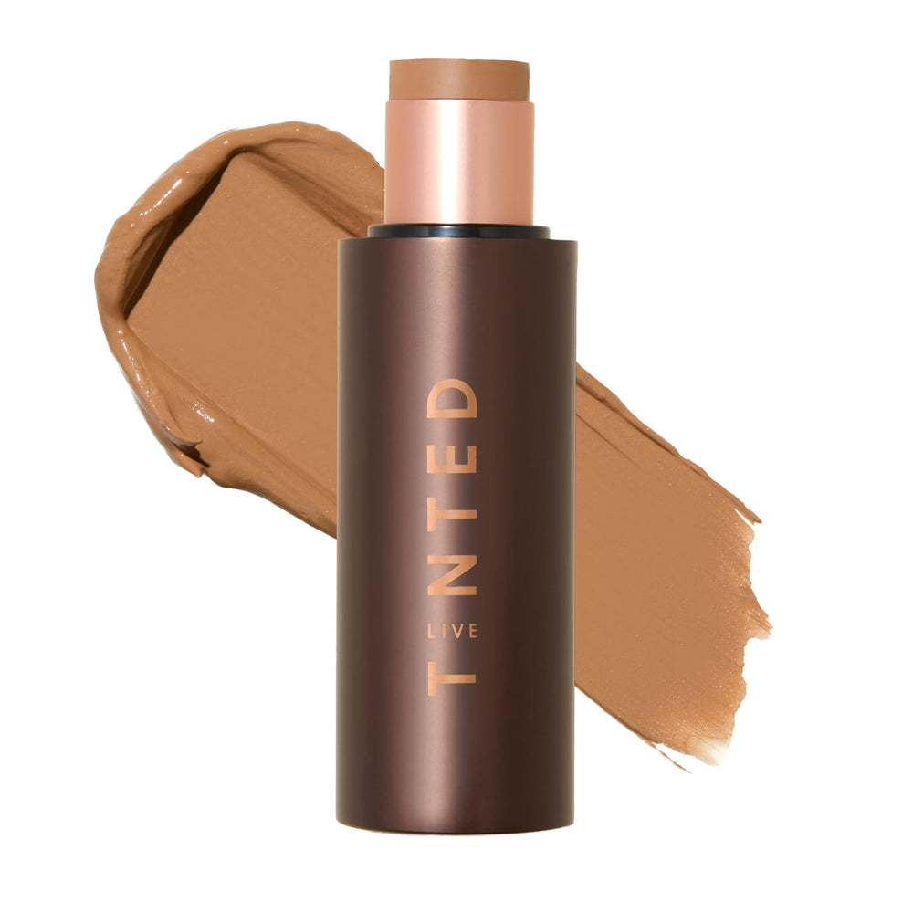 Live Tinted HUESTICK Shade 09 swatch shows buildable coverage for a natural look