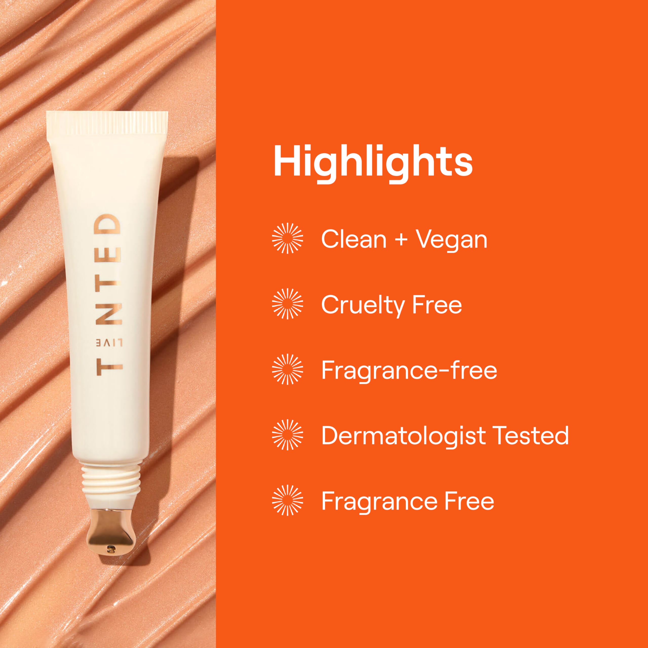 Live Tinted Superhue Eye Cream packaging displays vegan, fragrance-free daily-use design.