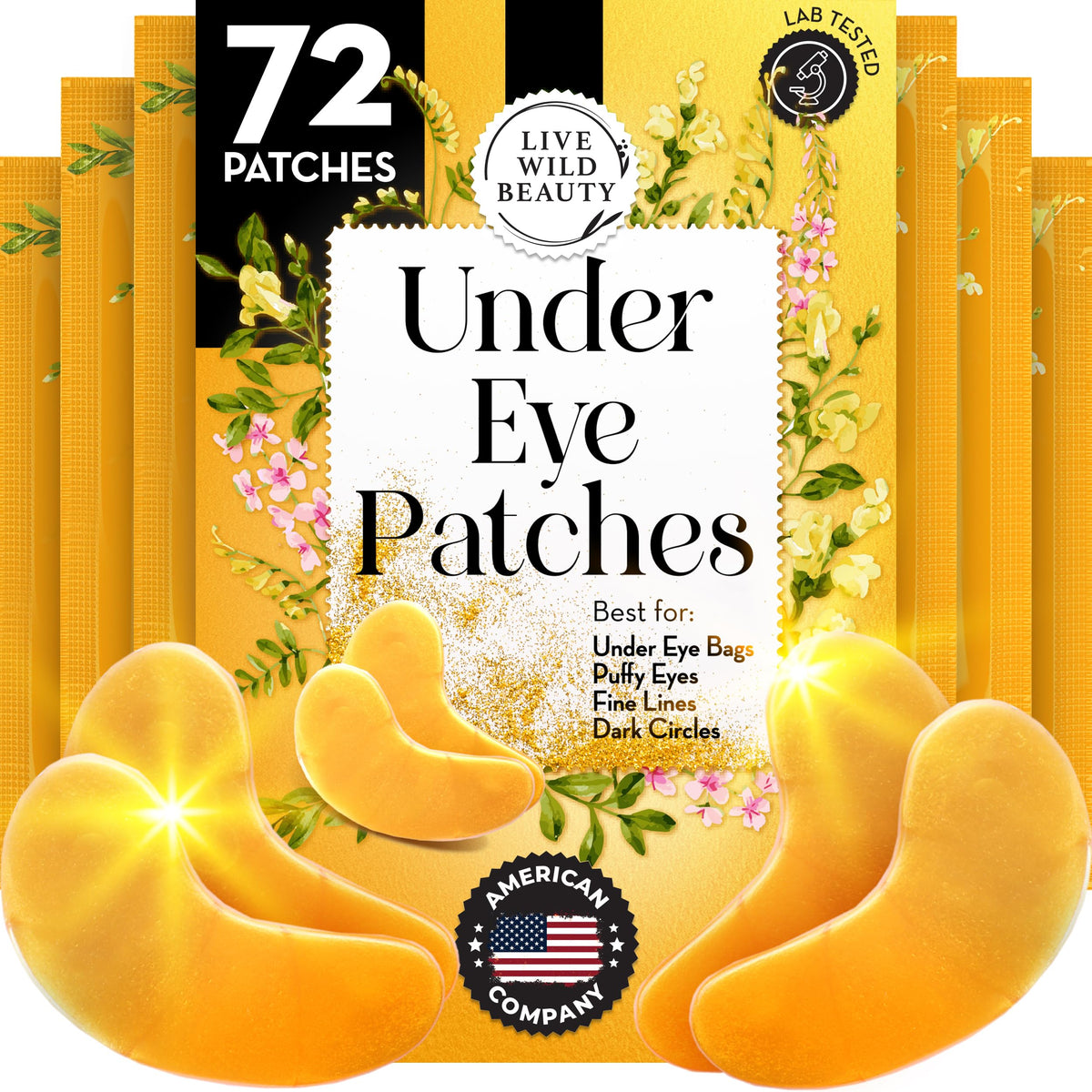 Live Wild Beauty under-eye patches with 24K gold for refreshed eyes