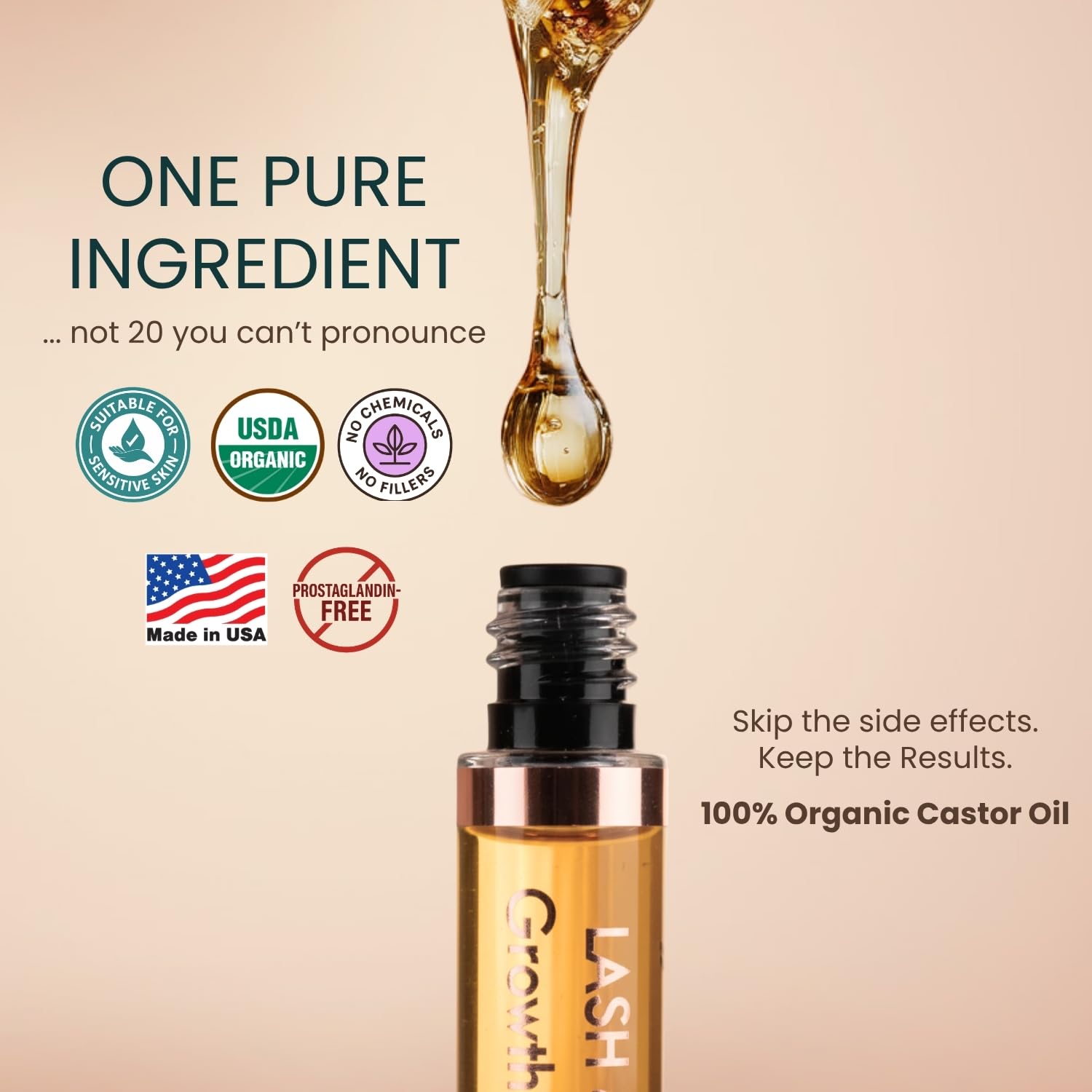 Close-up of Live Fraiche lash serum tube for easy use