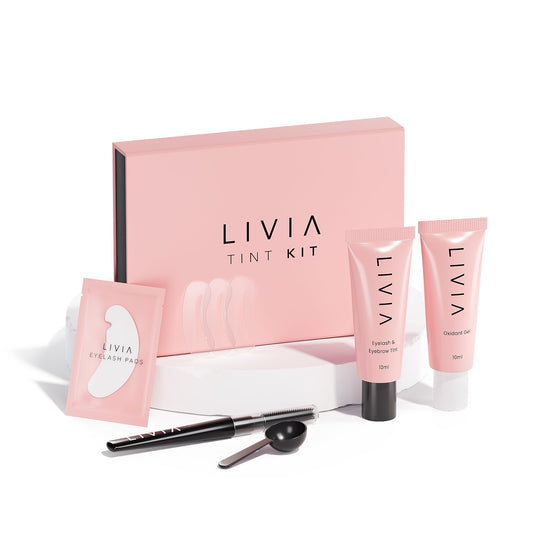 LIVIA Black Lash & Brow Color Set packaging for at-home salon-quality results.