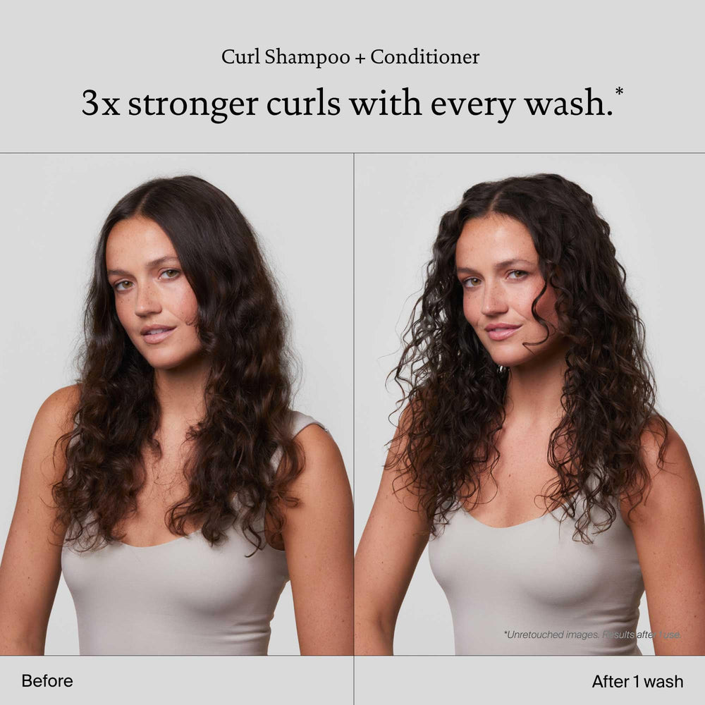 Living Proof Curl Shampoo rinse reveals clean, residue-free strands for bouncy curls.