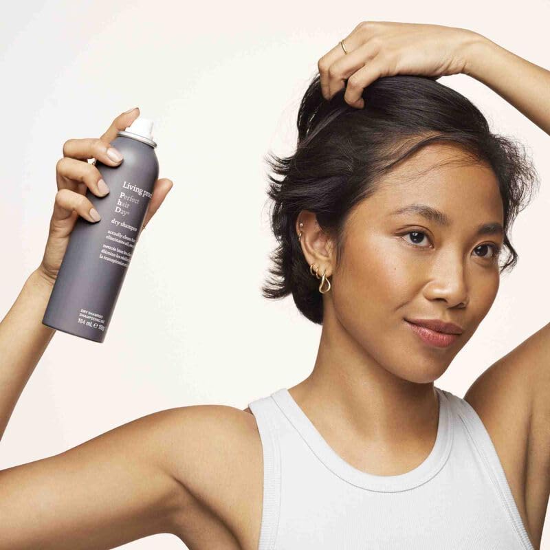 Living Proof Dry Shampoo packaging closeup highlights premium design and gift-ready presentation.