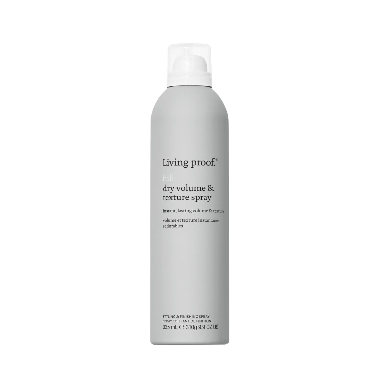 Living Proof Full Dry Volume & Texture Spray bottle front showing instant volume