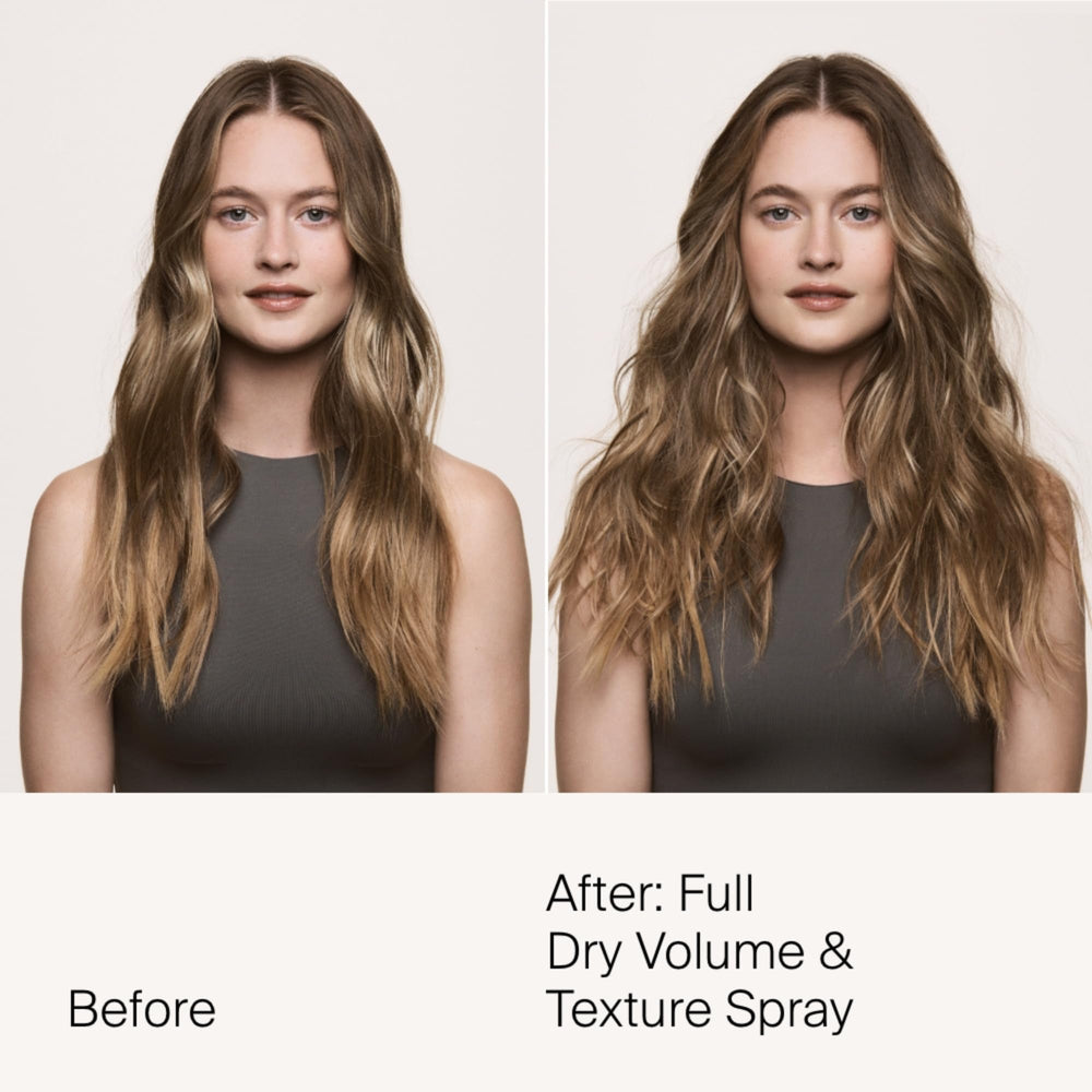 Living Proof Full Dry Volume & Texture Spray close-up of textured hair