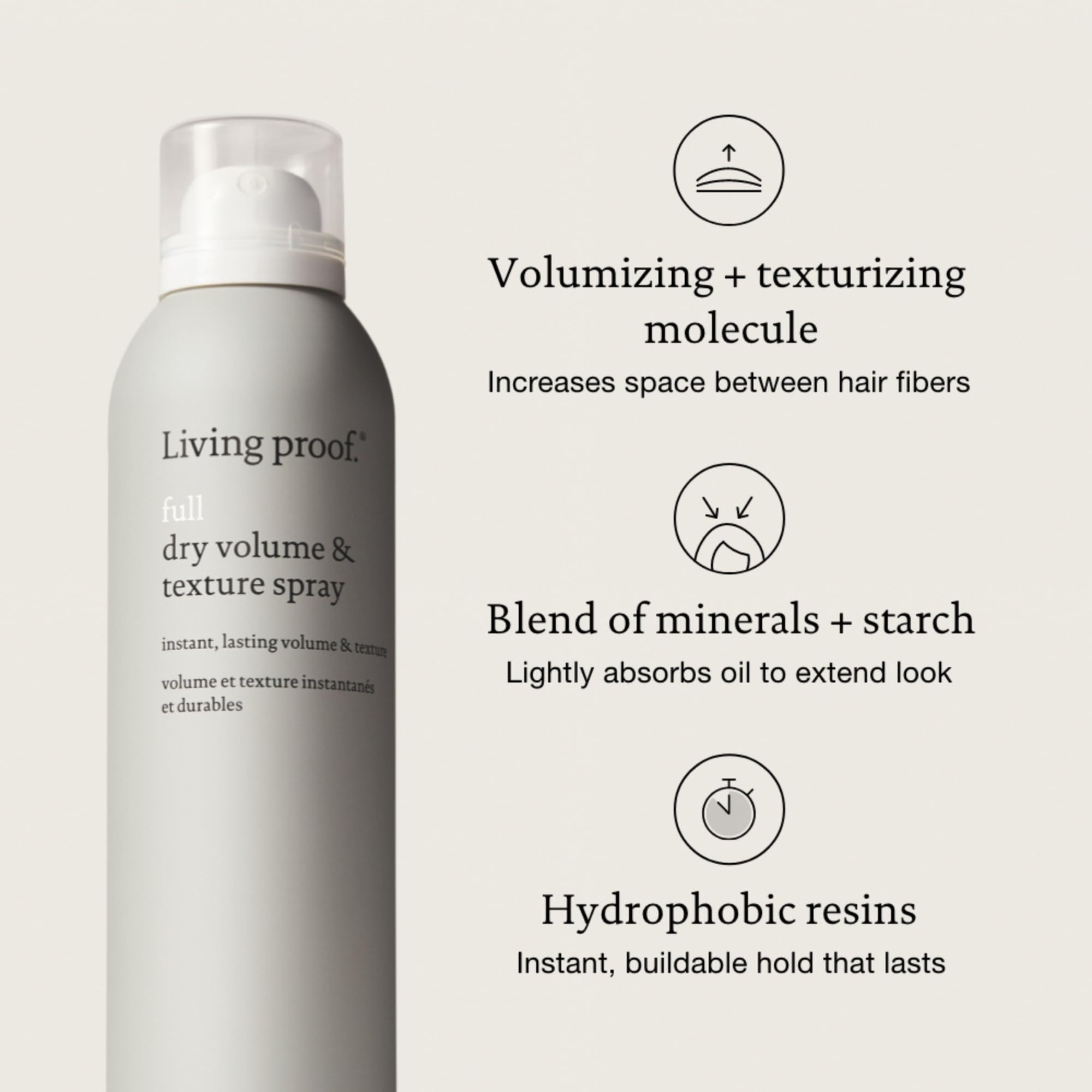 Living Proof Full Dry Volume & Texture Spray on dry hair for quick lift