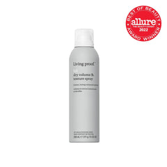Living Proof Full Dry Volume Texture Spray mist shows even application for lift