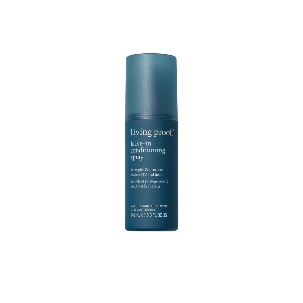 Living Proof Leave-In Conditioning Spray bottle delivers weightless hydration for soft, manageable hair.