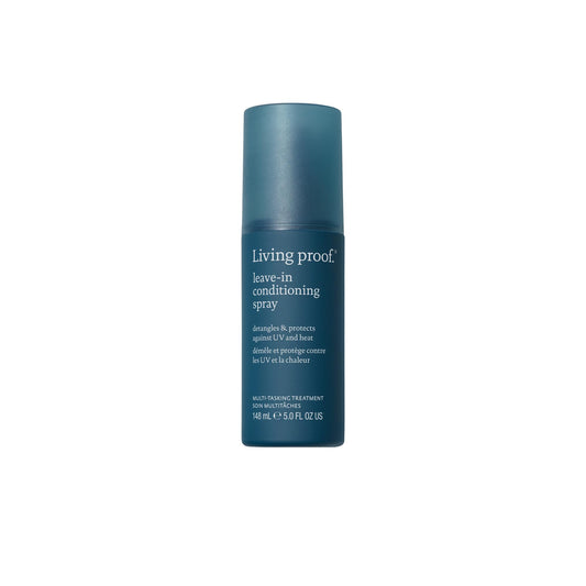 Living Proof Leave-In Conditioning Spray bottle delivers weightless hydration for soft, manageable hair.
