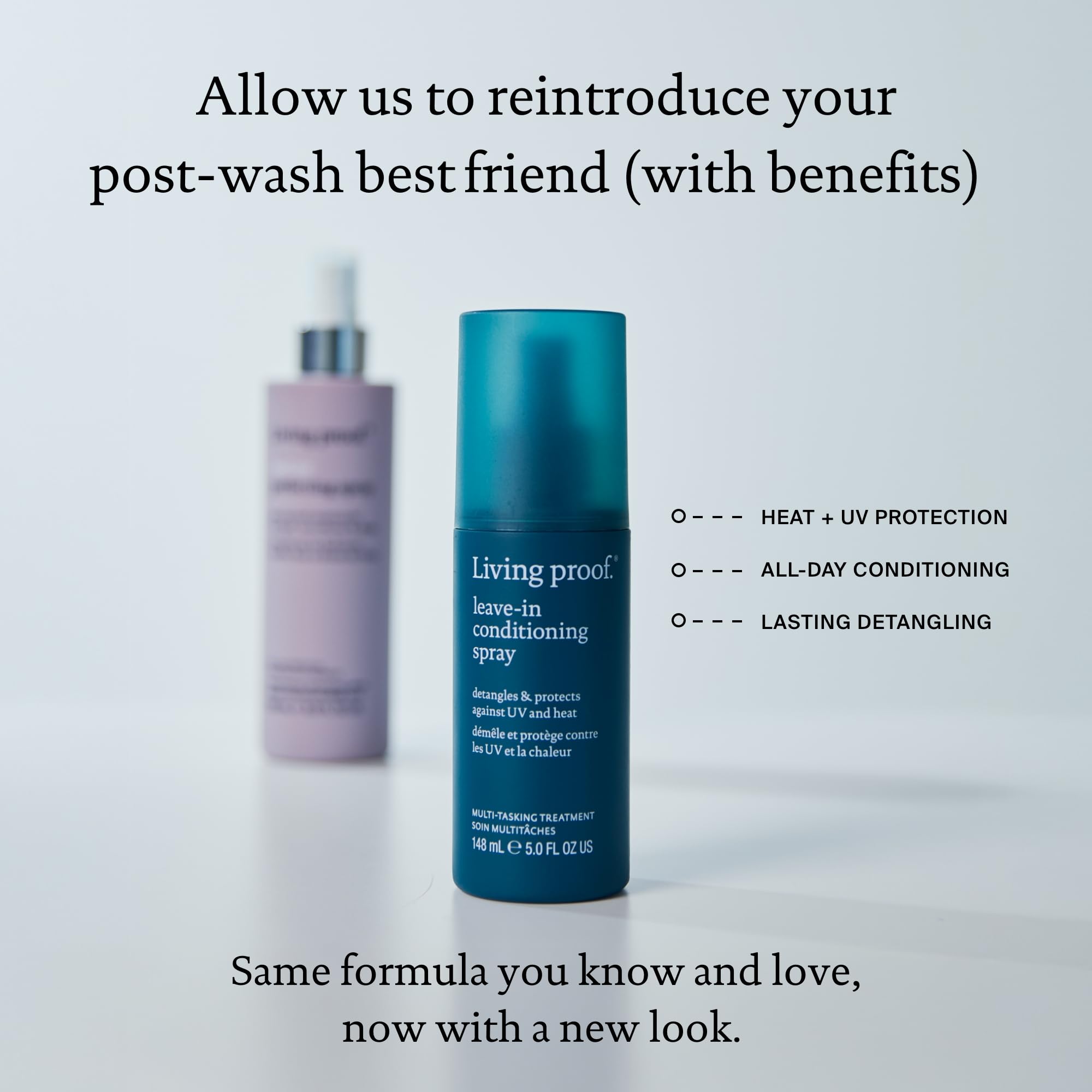 Living Proof Leave-In Conditioning Spray detangles hair for easier brushing.