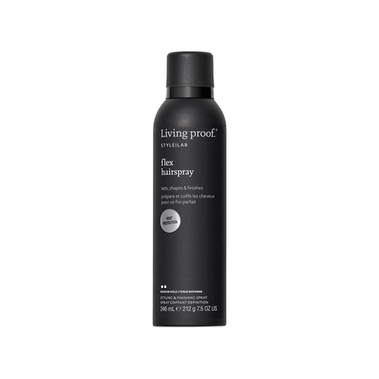 Living Proof Style Lab Flex Hairspray on damp hair adds structure with flexible hold