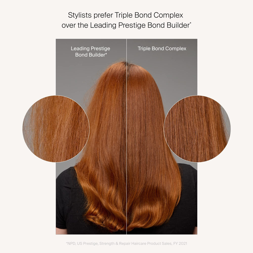 Living Proof triple bond complex packaging front view highlighting all hair types compatibility.