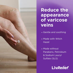 Application scene with LivRelief cream penetrating skin to deliver actives.