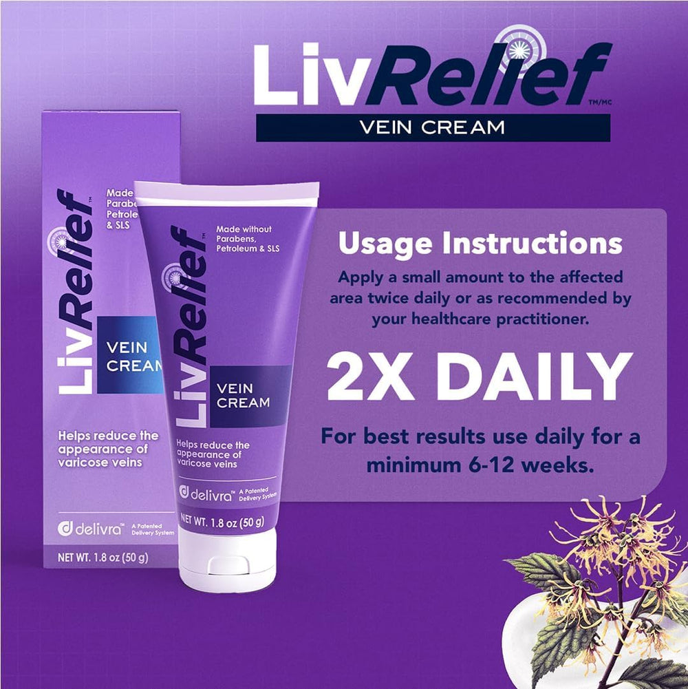 LivRelief cream applied on legs for daily leg care.