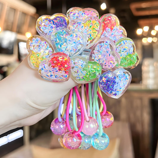 LIYAZHIL 12pcs ball charm hair ties in pink secure ponytails with a gentle hold.